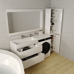 Style Line Мебель для ванной Даллас 140 L Люкс Plus 2 ящика подвесная белая – фотография-4